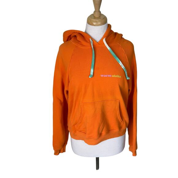 WARM "Warm Aloha" Orange Hoodie Sweatshirt 100% Cotton Size Medium - Picture 1 of 12